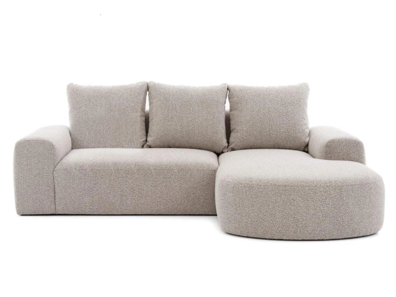 Narożnik z funkcją spania L-kształtny 248x165 BEGONIA beżowa tkanina z pojemnikiem na pościel 